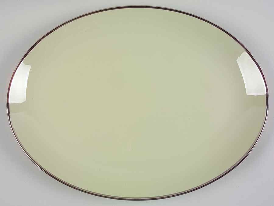Willow Green (Platinum Trim) 16" Oval Serving Platter by Franciscan-1