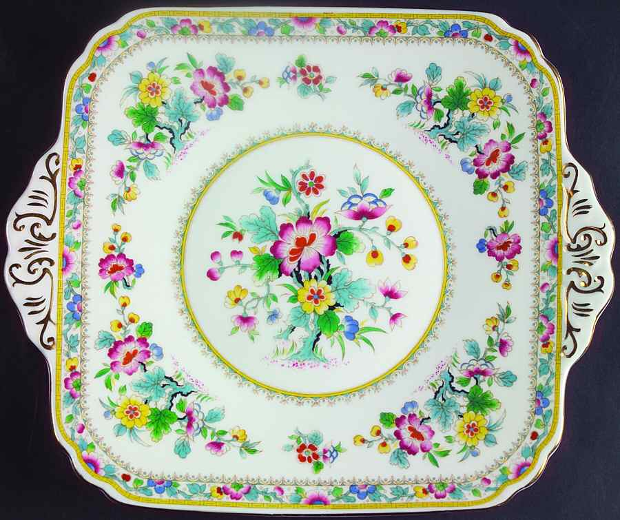 Ming Rose Square Handled Cake Plate by Foley-1