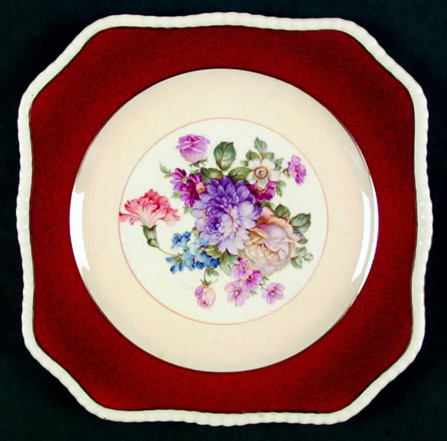 6841 Burgundy Square Salad Plate by Fondeville-1