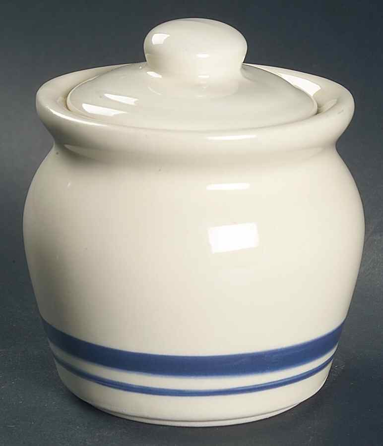 Blue Stripe Sugar Bowl & Lid by Friendship-1