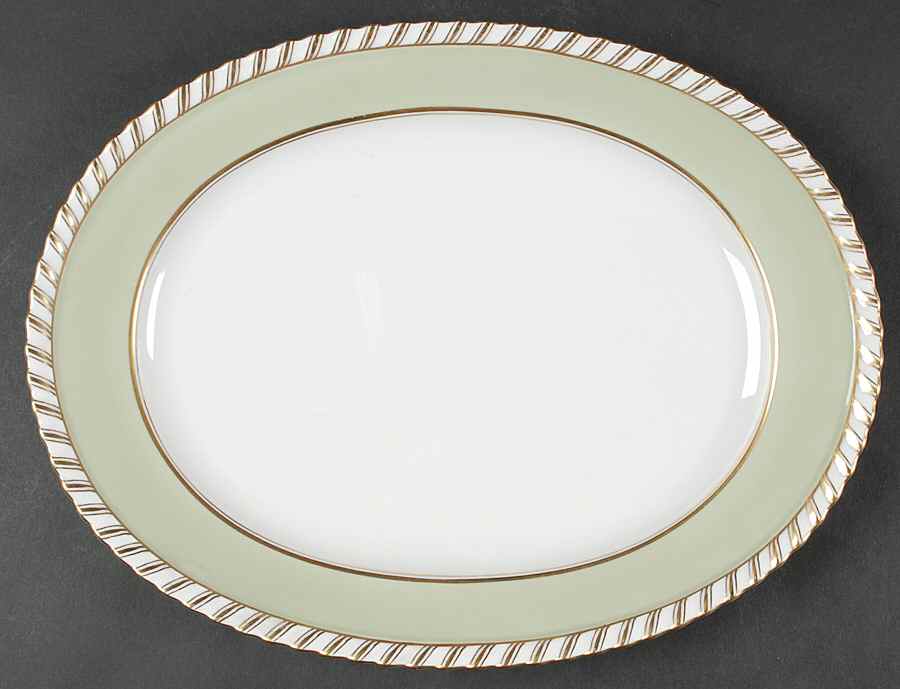 Celadonia Green 13" Oval Serving Platter by Franconia-Krautheim & Adelburg-1