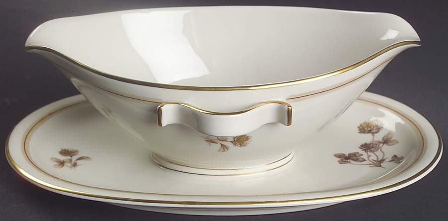 Golden Clover Gravy Boat with Attached Underplate by Franconia-Krautheim & Adelburg-1