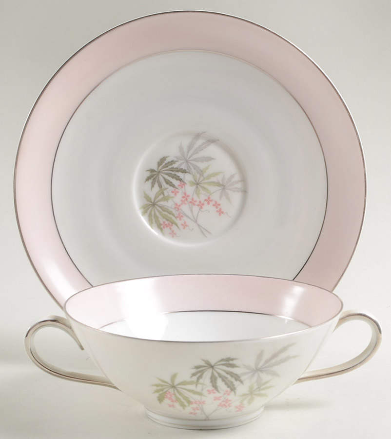 Palm Springs Footed Cream Soup Bowl & Saucer Set by Franconia-Krautheim & Adelburg-1
