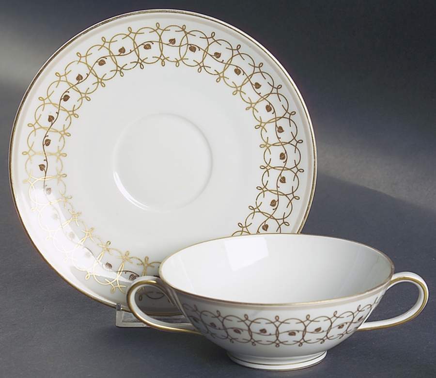 Rhythm Footed Cream Soup Bowl & Saucer Set by Franconia-Krautheim & Adelburg-1