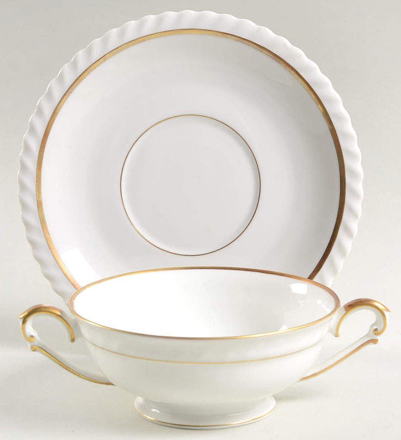 Symphony Footed Cream Soup Bowl & Saucer Set by Franconia-Krautheim & Adelburg-1