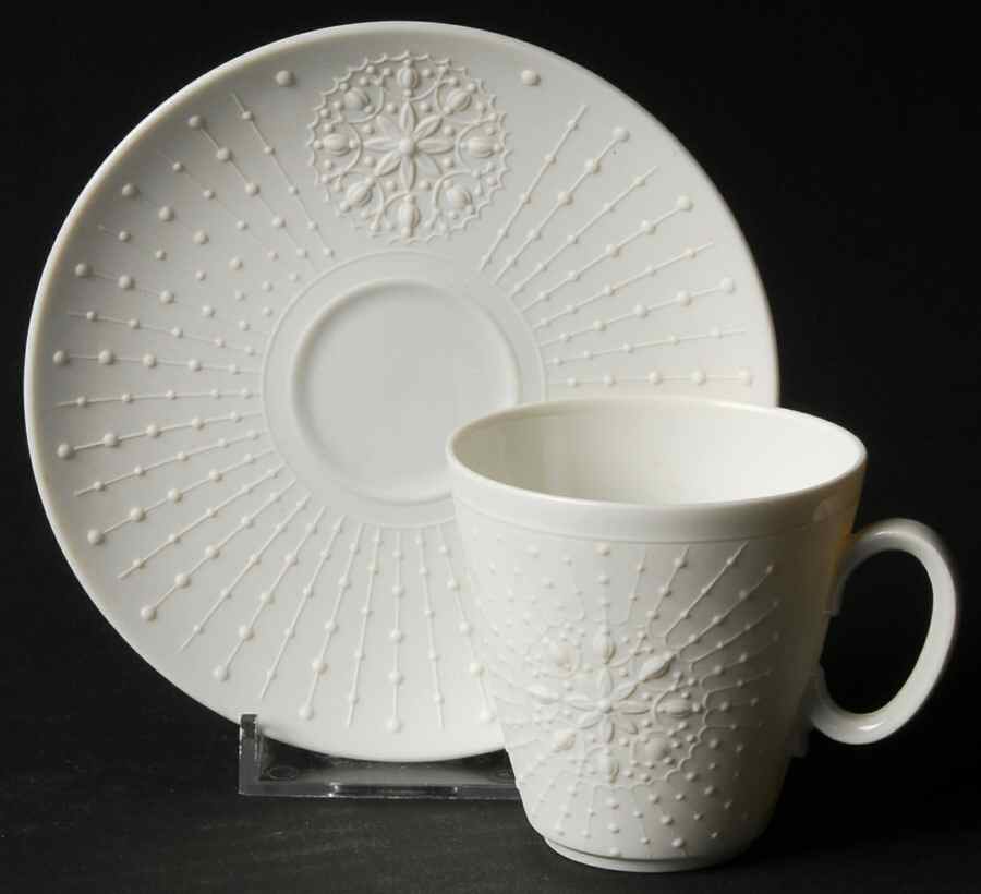 White Dimensions Flat Demitasse Cup & Saucer Set by Franconia-Krautheim & Adelburg-1