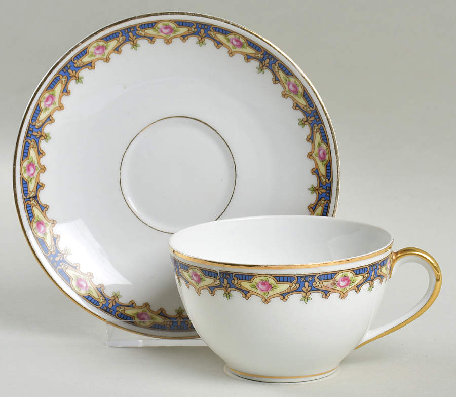 Rosebud (15484) Flat Cup & Saucer Set by Fraureuth-1