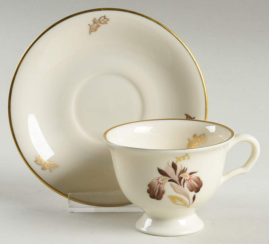 Brown Iris Footed Demitasse Cup & Saucer Set by Lunning, Frederik-1