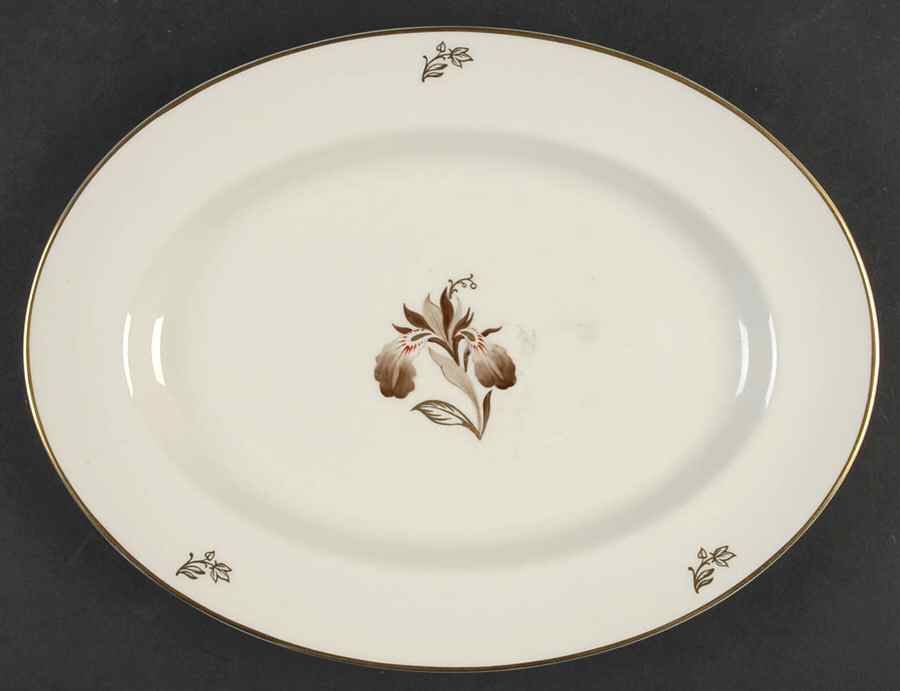 Brown Iris 12" Oval Serving Platter by Lunning, Frederik-1
