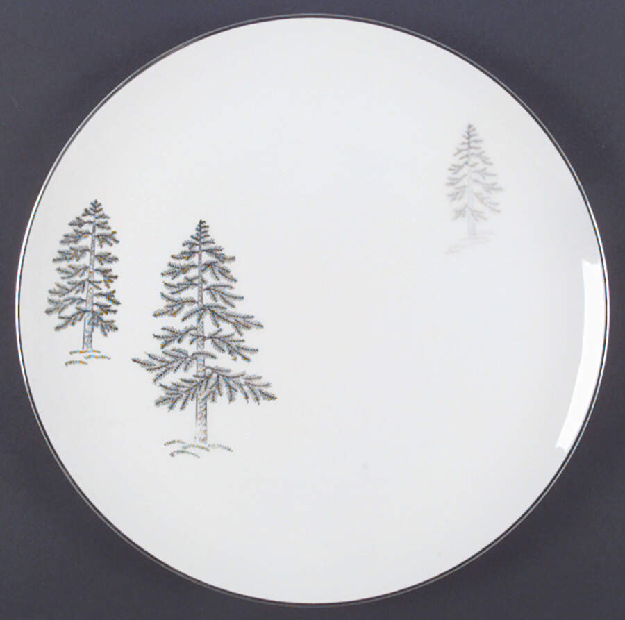 Silver Tree (Coupe) Dinner Plate by Fukagawa-1