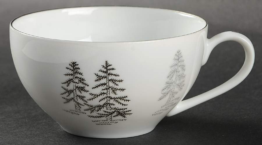 Silver Tree (Coupe) Flat Cup by Fukagawa-1