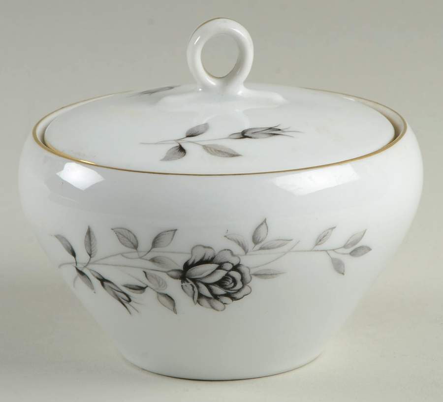 Black Rose Sugar Bowl & Lid by Fukagawa-1