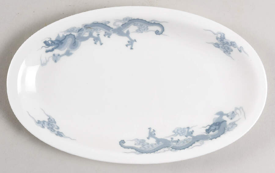 Dragon Blue and Gray Underplate for Gravy Boat by Fukagawa-1