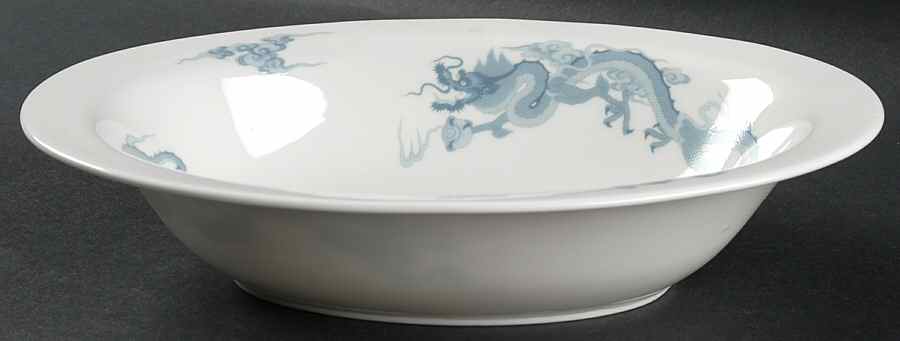 Dragon Blue and Gray 10" Oval Vegetable Bowl by Fukagawa-1