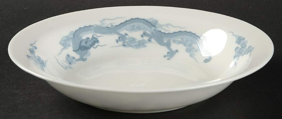 Dragon Blue and Gray Coupe Soup Bowl by Fukagawa-1