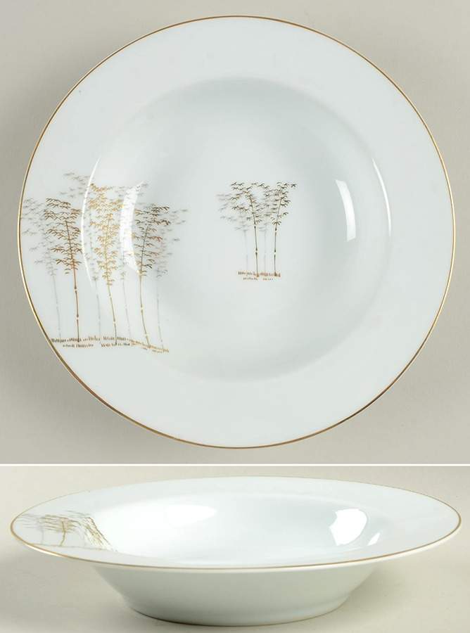 Gold Bamboo Rim Soup Bowl by Fukagawa-1