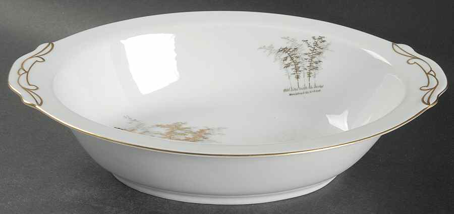 Gold Bamboo 10" Oval Vegetable Bowl by Fukagawa-1