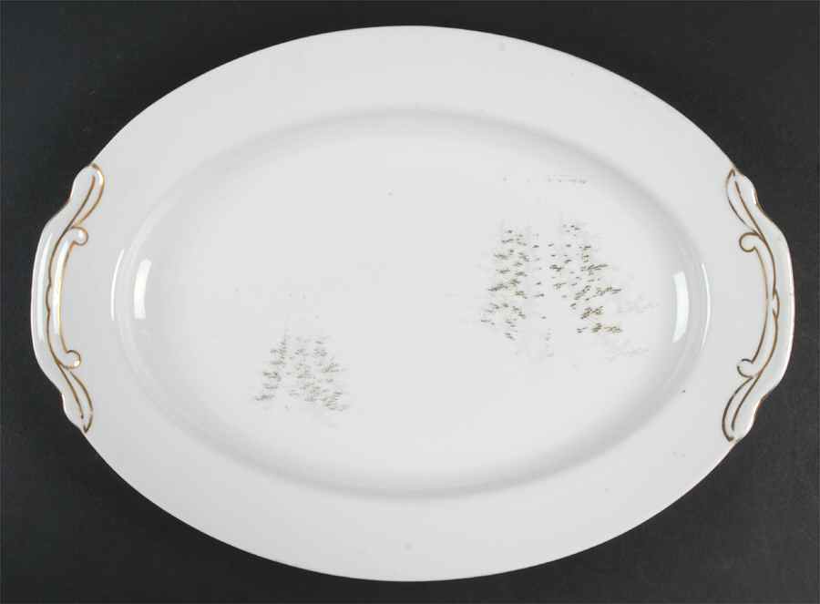 Gold Bamboo 16" Oval Serving Platter by Fukagawa-1