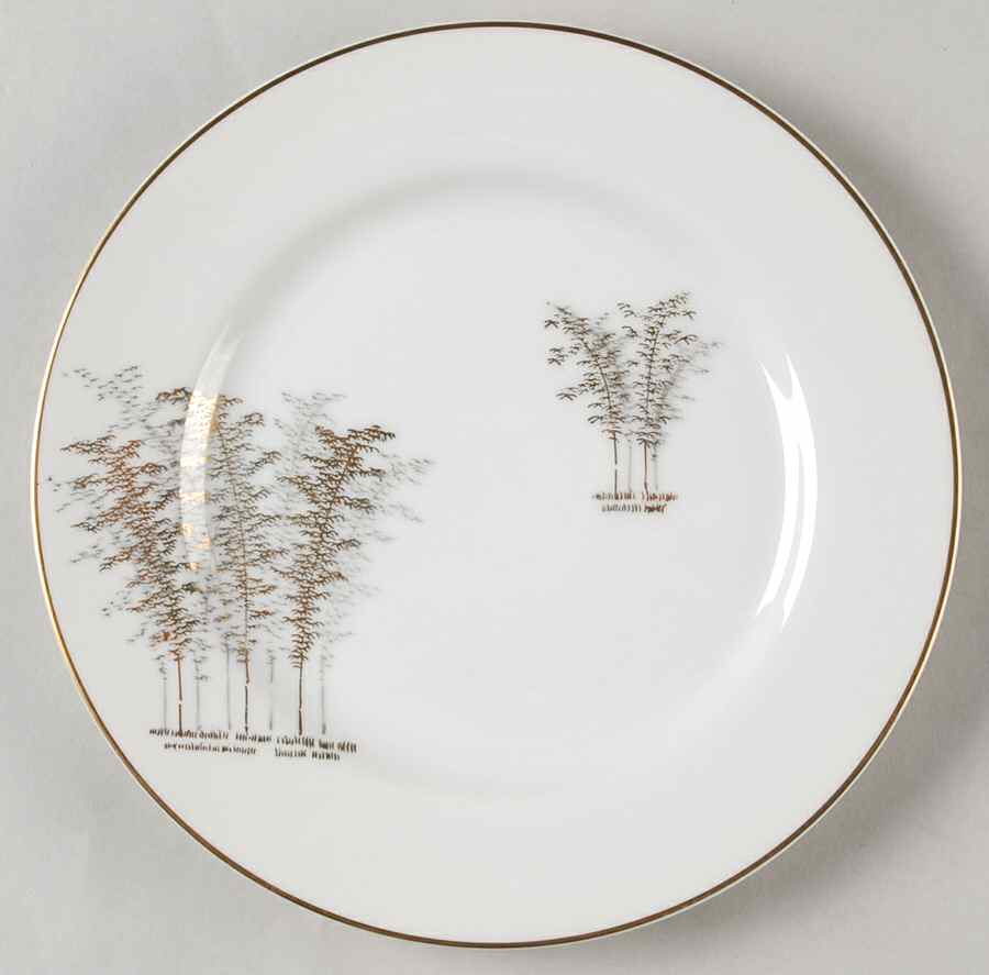 Gold Bamboo Salad Plate by Fukagawa-1