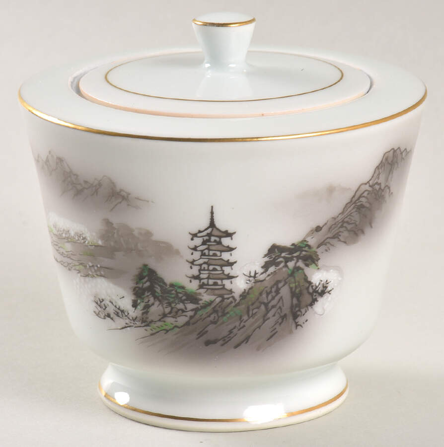 Landscape Mini Sugar Bowl & Lid by Fukagawa-1