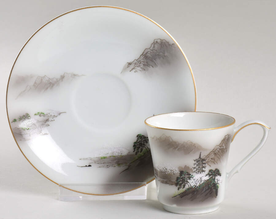 Landscape Flat Demitasse Cup & Saucer Set by Fukagawa-1