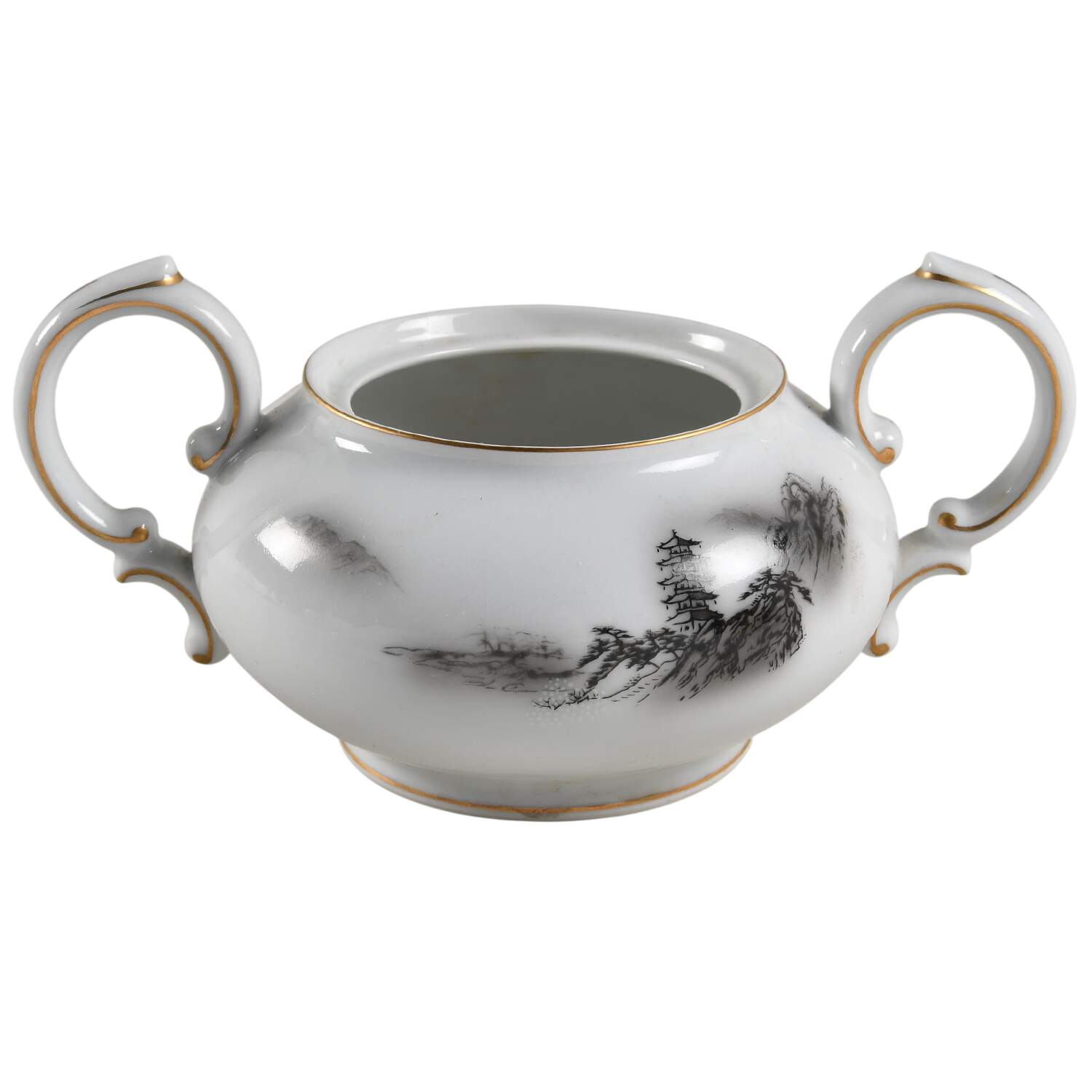 Landscape Sugar Bowl No Lid by Fukagawa-1