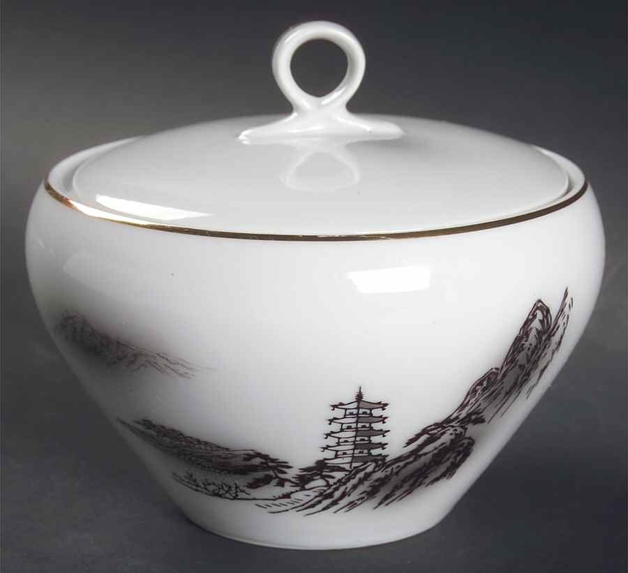 Landscape Sugar Bowl & Lid by Fukagawa-1