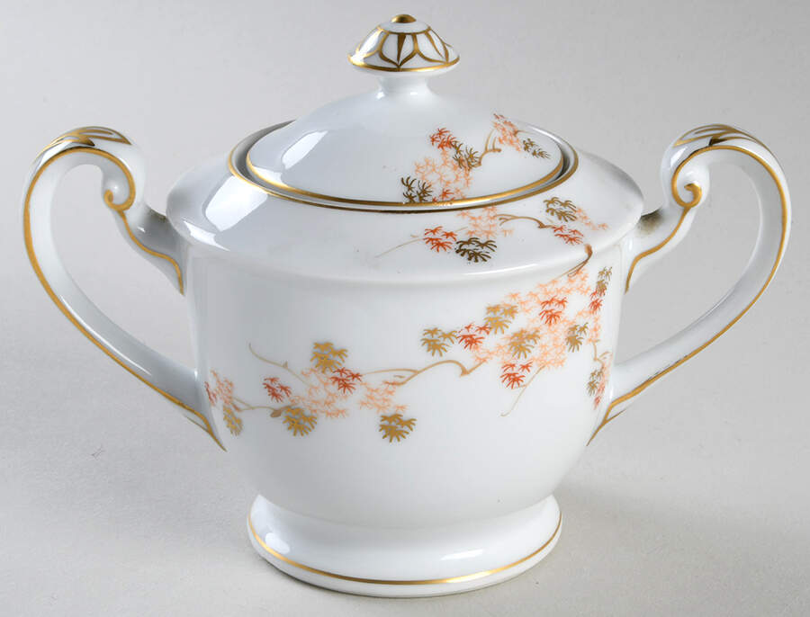 Maple (Rim) Sugar Bowl & Lid by Fukagawa-1