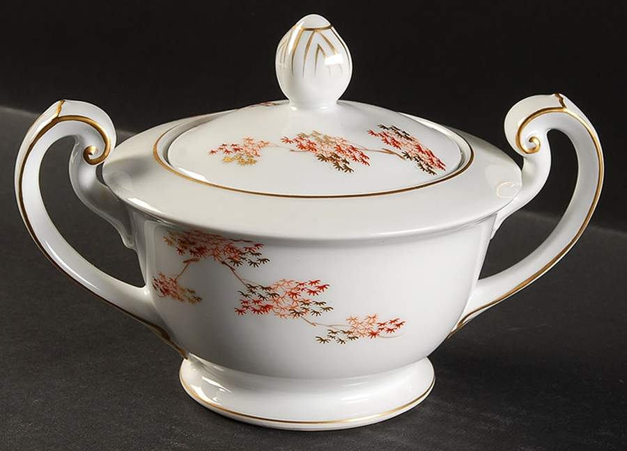 Maple (Rim) Sugar Bowl & Lid by Fukagawa-1