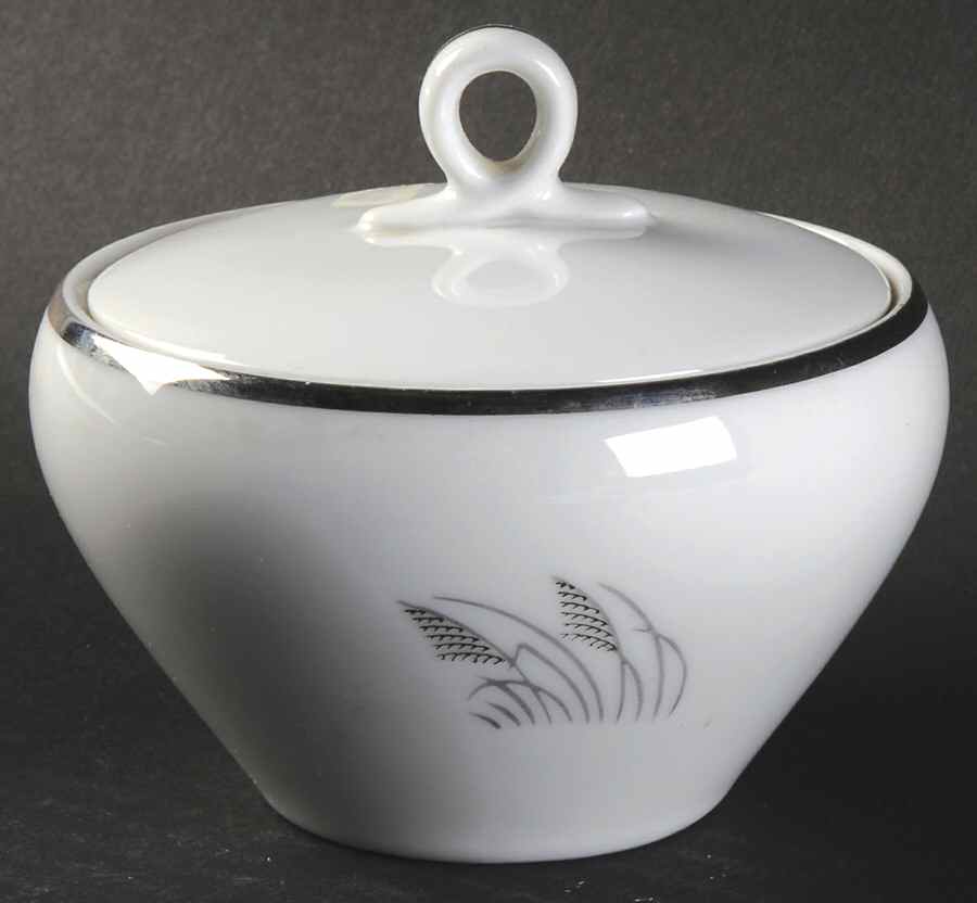 Moon Glow (Black Plant) Sugar Bowl & Lid by Fukagawa-1