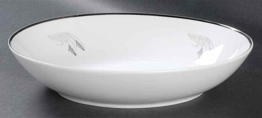 Moon Glow (Black Plant) 10" Oval Vegetable Bowl by Fukagawa-1