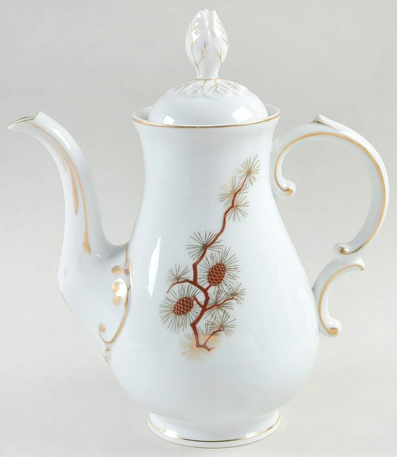 Pine Cone (Coupe Shape) Coffee Pot & Lid by Fukagawa-1