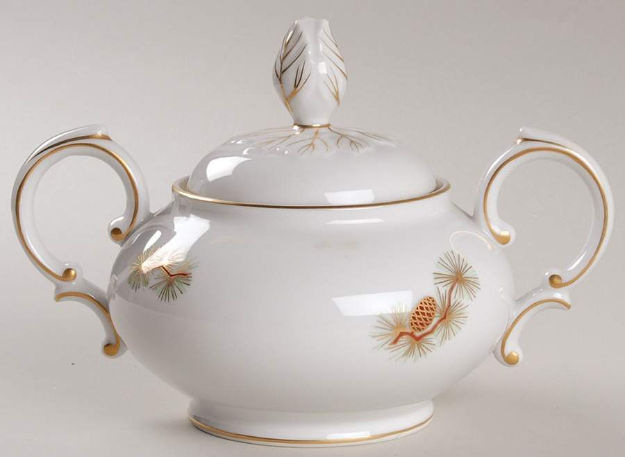 Pine Cone (Coupe Shape) Sugar Bowl & Lid by Fukagawa-1