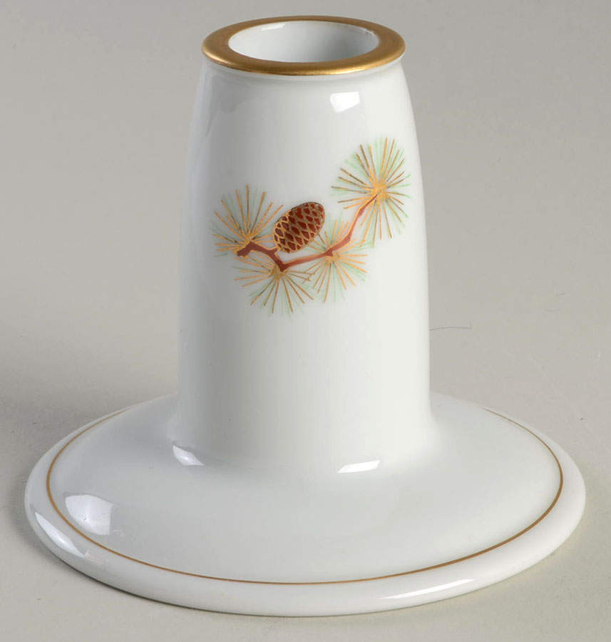 Pine Cone (Coupe Shape) Small Candlestick by Fukagawa-1