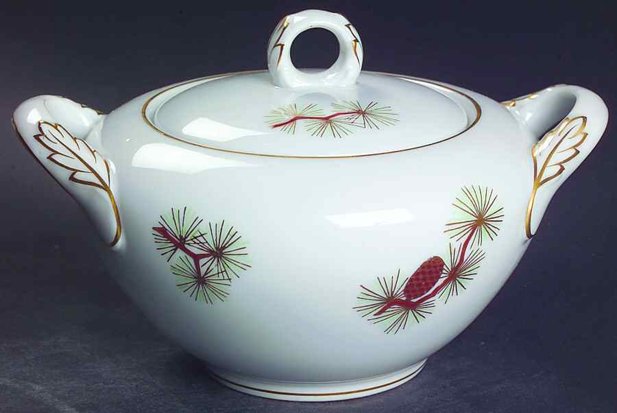Pine Cone (Coupe Shape) Sugar Bowl & Lid by Fukagawa-1