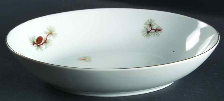 Pine Cone (Coupe Shape) 10" Oval Vegetable Bowl by Fukagawa-1