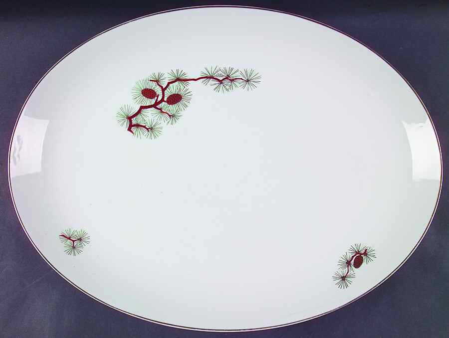 Pine Cone (Coupe Shape) 16" Oval Serving Platter by Fukagawa-1
