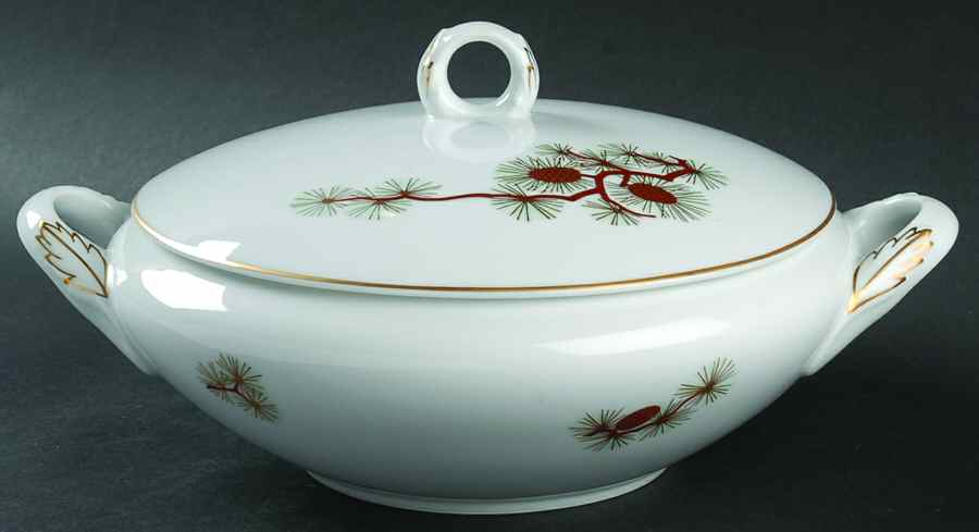 Pine Cone (Coupe Shape) Round Covered Vegetable by Fukagawa-1