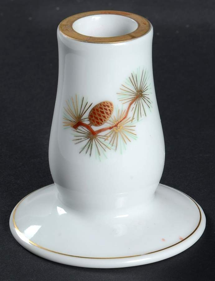 Pine Cone (Coupe Shape) 3" Candlestick by Fukagawa-1