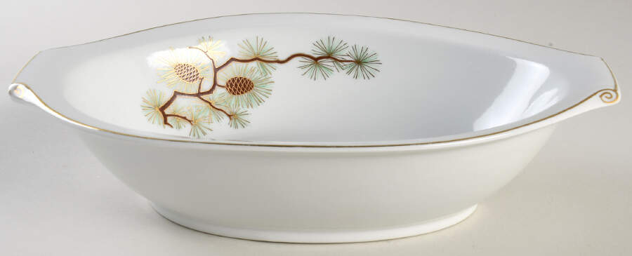Pine Cone (Rim Shape) 11" Oval Vegetable Bowl by Fukagawa-1