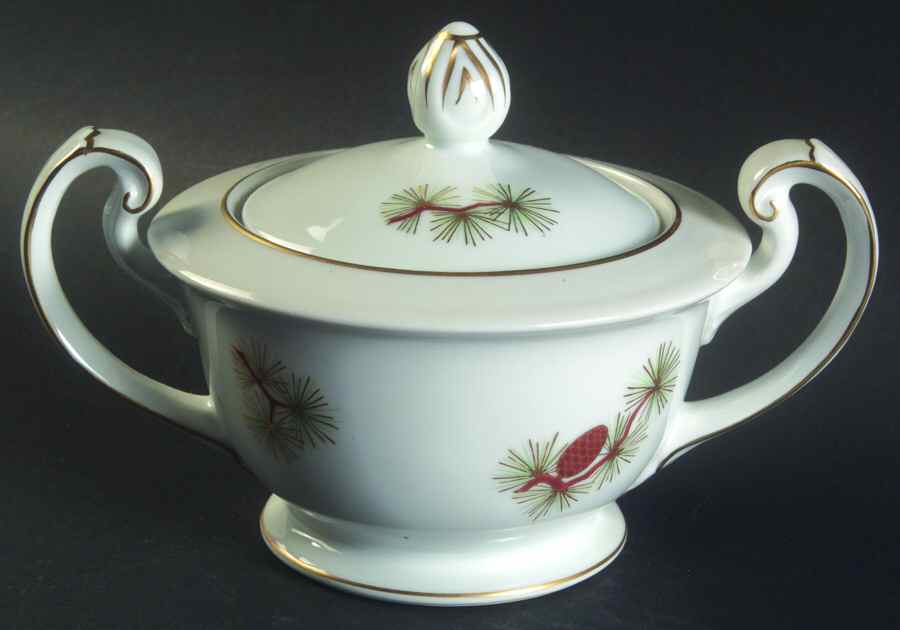 Pine Cone (Rim Shape) Sugar Bowl & Lid by Fukagawa-1