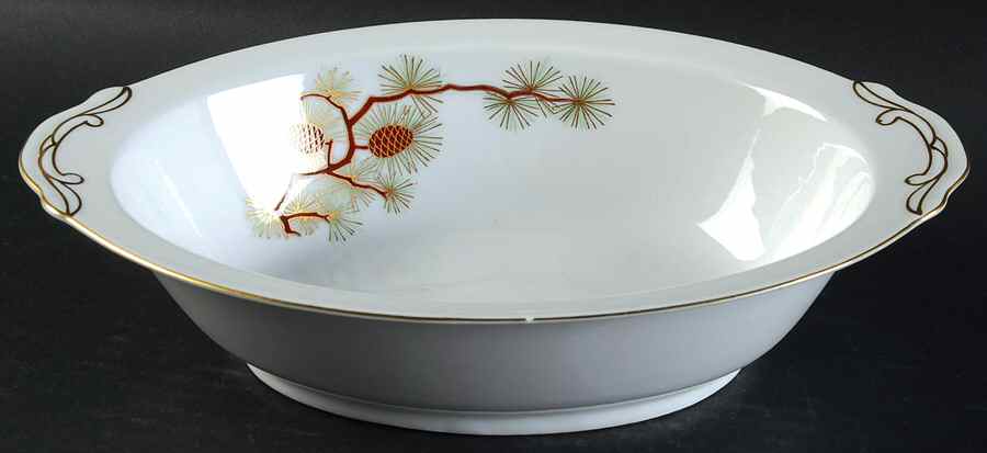 Pine Cone (Rim Shape) 10" Oval Vegetable Bowl by Fukagawa-1