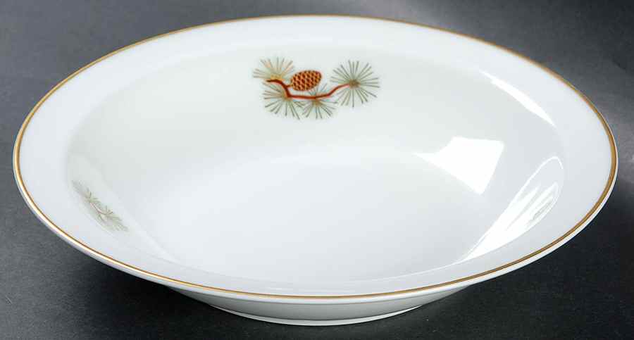 Pine Cone (Rim Shape) Rim Soup Bowl by Fukagawa-1