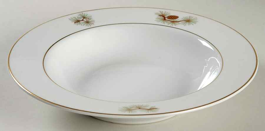 Pine Cone (Rim Shape) Large Rim Soup Bowl by Fukagawa-1