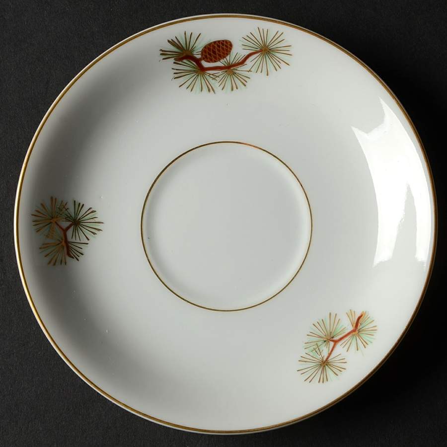 Pine Cone (Rim Shape) Saucer for Footed Cup by Fukagawa-1