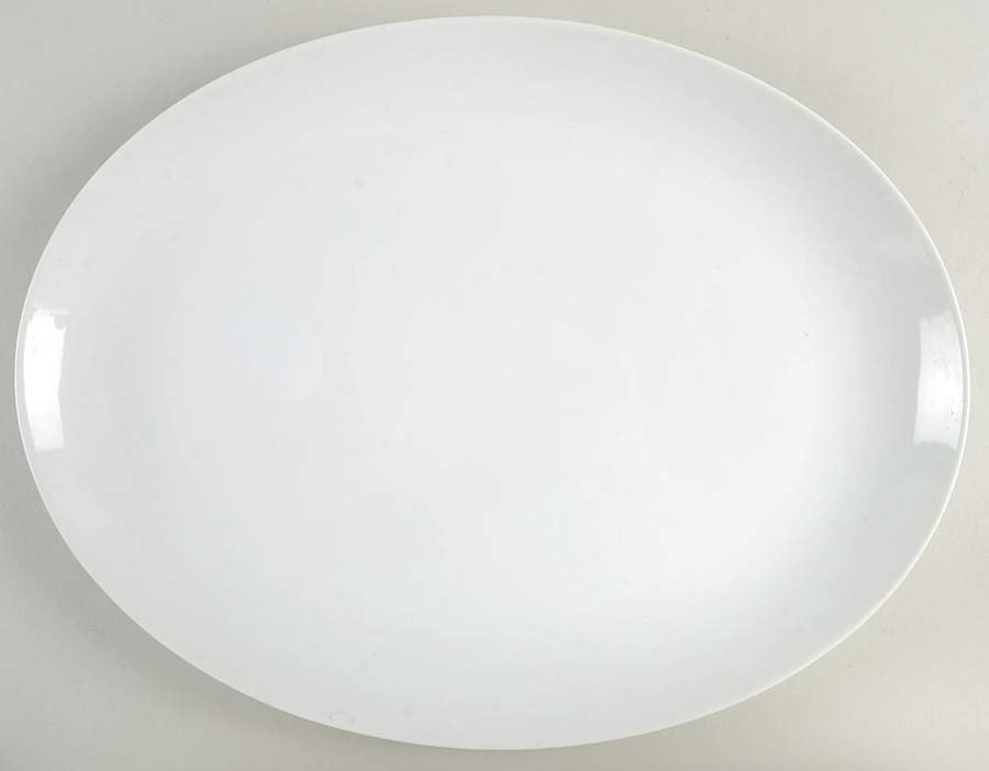 Plain White 16" Oval Serving Platter by Fukagawa-1