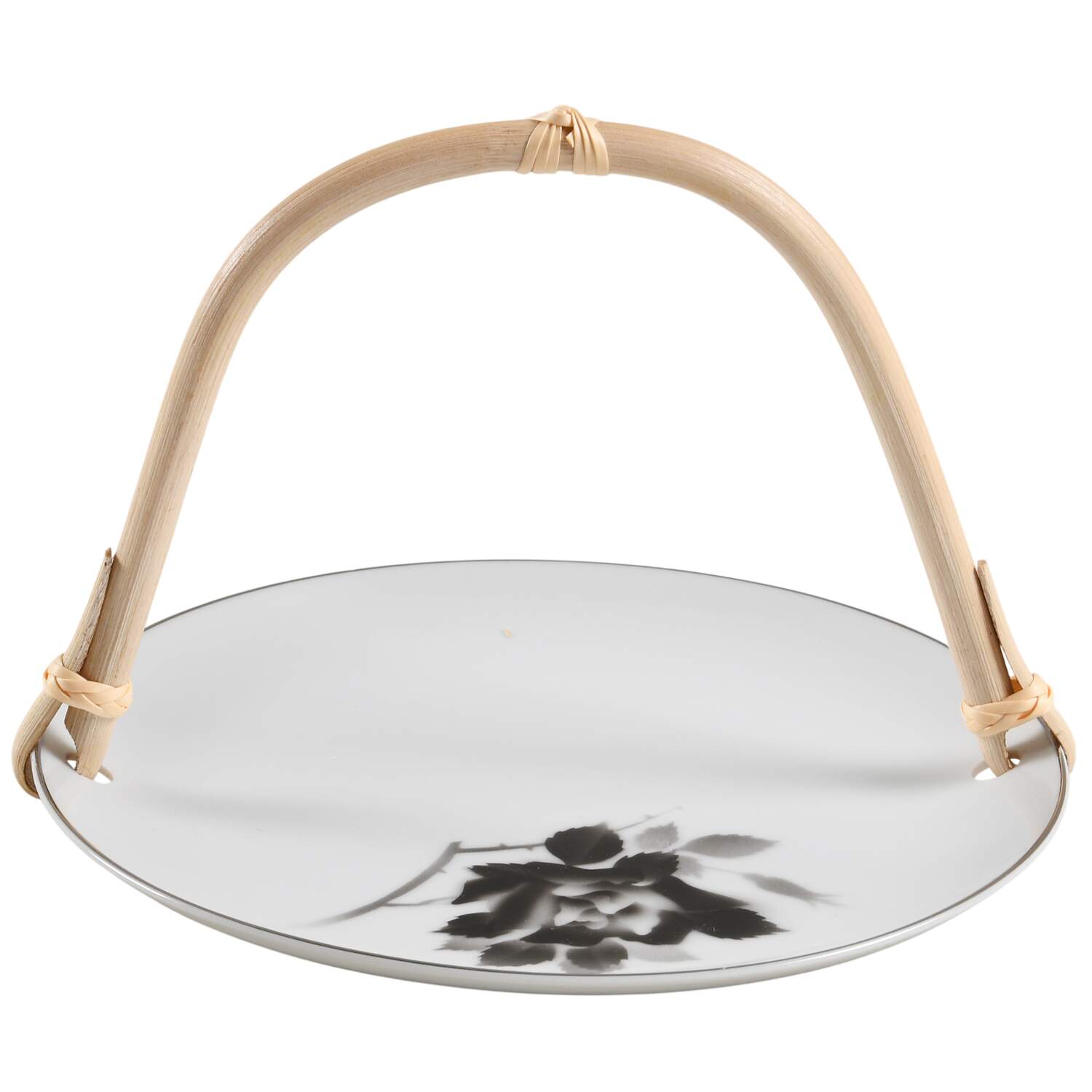 Princess 5 3/8"-5 5/8" Bamboo Handled Serving Plate  HC by Fukagawa-1