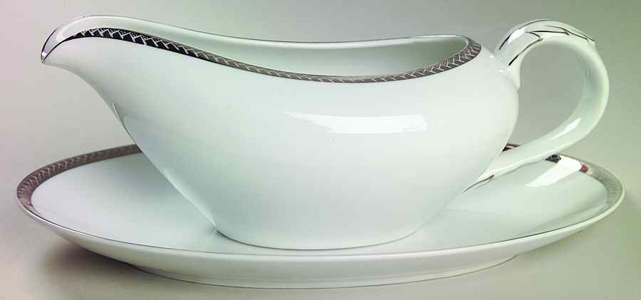Silver Braid Gravy Boat & Underplate by Fukagawa-1