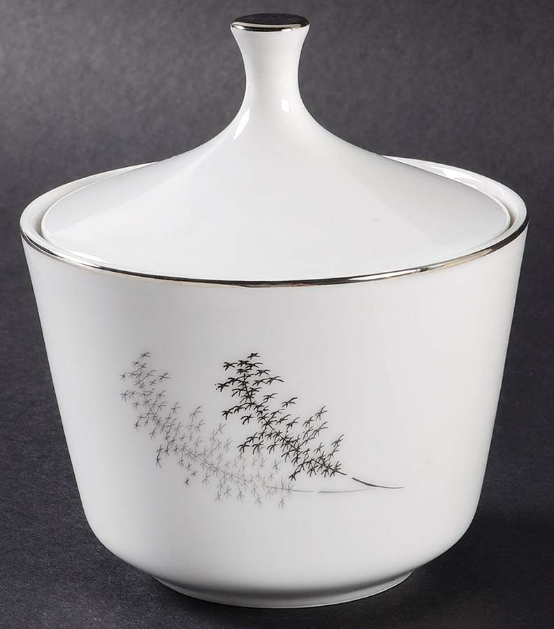 Silver Bamboo (3 Groups of Trees) Sugar Bowl & Lid by Fukagawa-1
