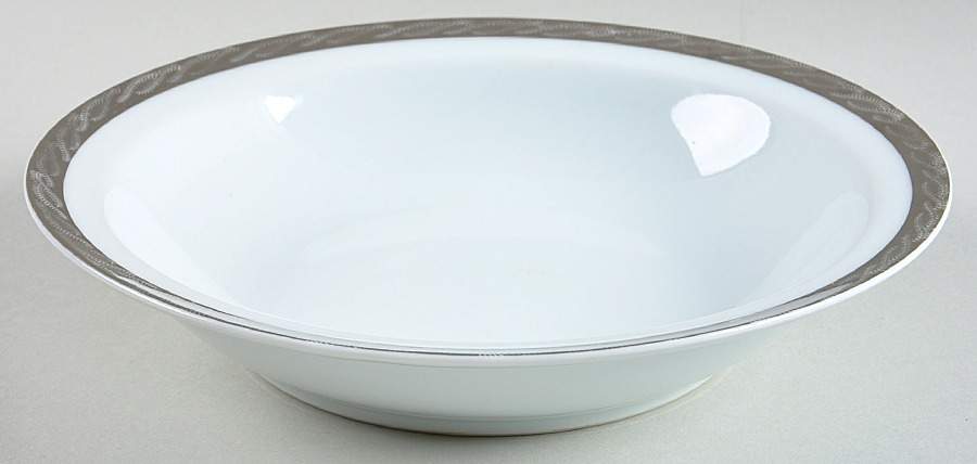 Silver Lichen Rim Soup Bowl by Fukagawa-1